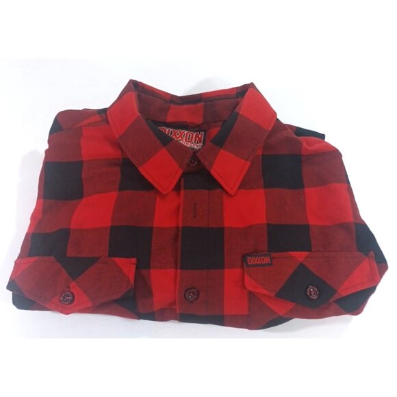 Dixxon Shirt Mens 2x Red Black Buffalo Plaid Button Up Redrum Flannel Lumber - Picture 2 of 11